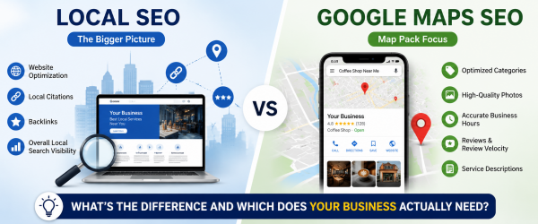 Local SEO vs Google Maps SEO comparison chart for small businesses